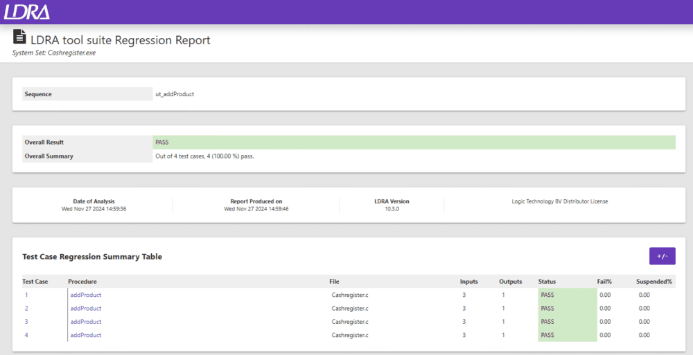 LDRAunit Regression Testing