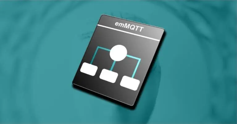 emMQTT protocol overview diagram showing client-side MQTT communication over socket interface with IP stack compatibility