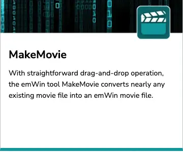 SEGGER MakeMovie tool for converting standard video files into emWin movie format via drag-and-drop.