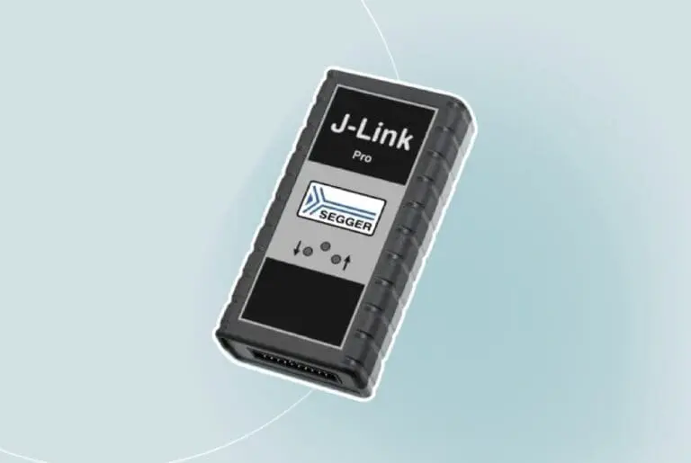 SEGGER J-Link PRO debug probe with Ethernet and USB interface for fast, reliable embedded programming and debugging.