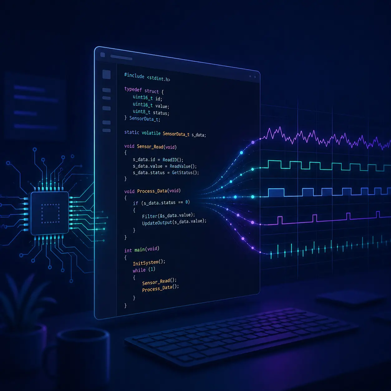 developer workspace illustration for Percepio TraceExporter for VS Code