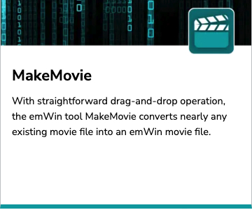 SEGGER MakeMovie tool for converting standard video files into emWin movie format via drag-and-drop.