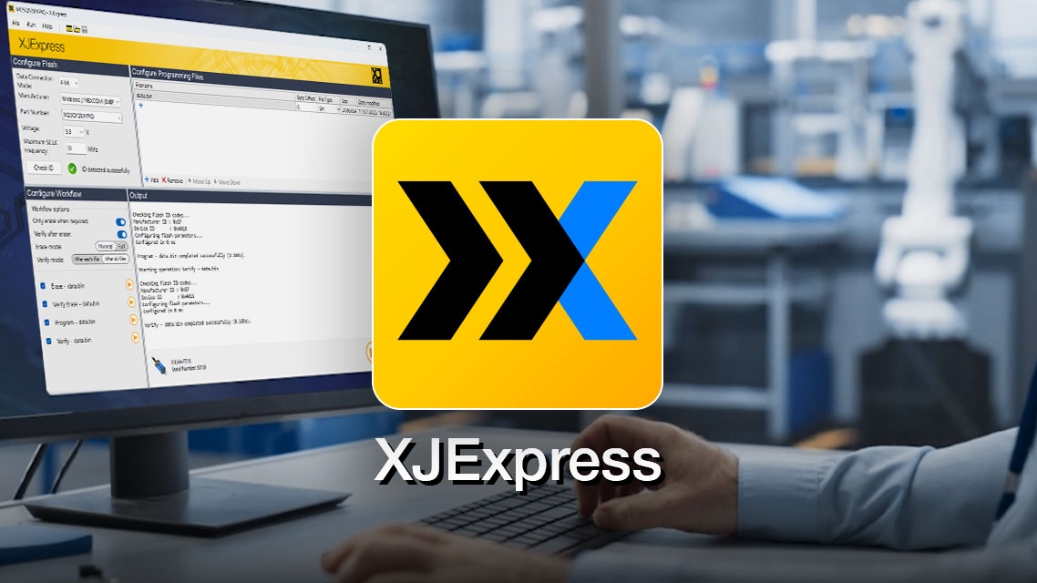 XJExpress standalone SPI flash programmer for fast development and manufacturing applications.