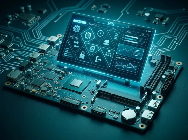 InsydeH2O UEFI BIOS boot interface on embedded motherboard, illustrating Intel Project Firefly firmware integration